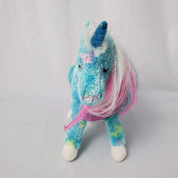 Douglas Cuddle Toy Sapphire Princess Unicorn Plush 769 Stuffed Blue Rainbow Mane - Picture 2 of 11